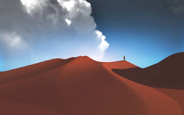 砂漠の孤独な男だ 3Dレンダリング — ストック写真