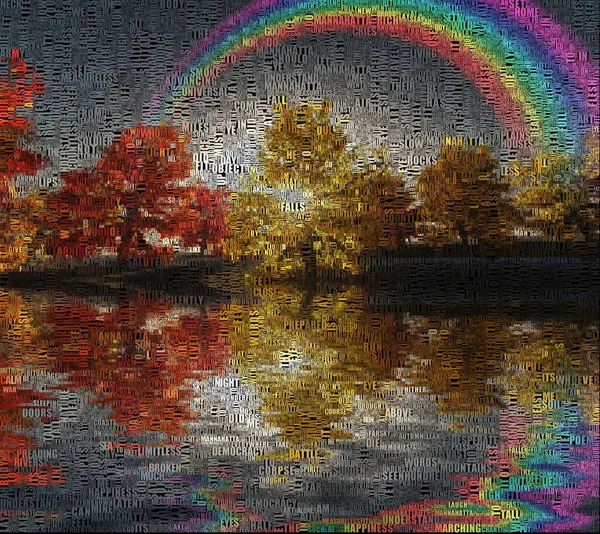 Zonsondergang Herfst Regenboog Boven Water — Stockfoto