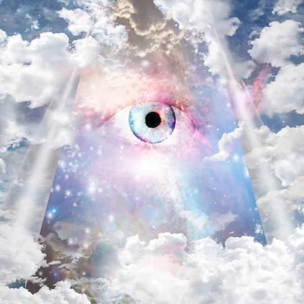 Eye Revealed Bright Nebulous Clouds Stars — Φωτογραφία Αρχείου