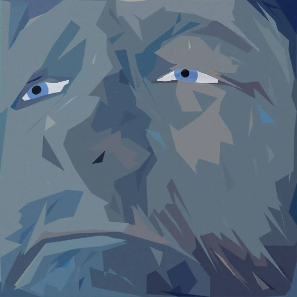 Αφηρημένη Ζωγραφική Πρόσωπο Του Άντρα Μπλε Χρώμα — Φωτογραφία Αρχείου