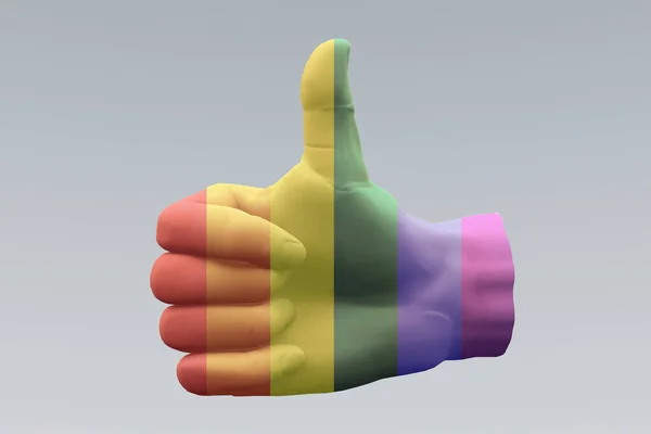 Tummen Upp Rainbow Hand Sign Rendering — Stockfoto