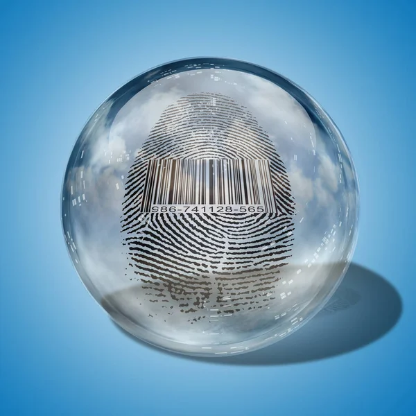 Barcode Fingerprint Enclosed Glass — Stock Photo, Image