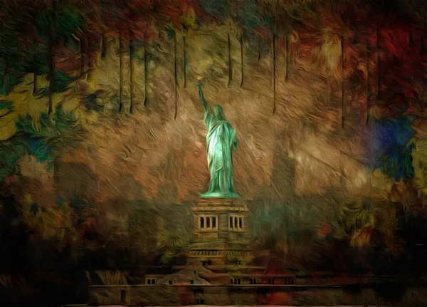 Surreale Malerei Freiheitsstatue — Stockfoto