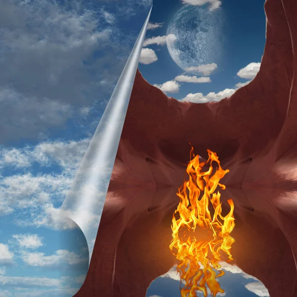 Gökyüzünün Perdesinin Arkasında Ateş — Stok fotoğraf