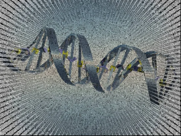 Surrealismus Dna Kette Bild Aus Worten Zusammengesetzt — Stockfoto