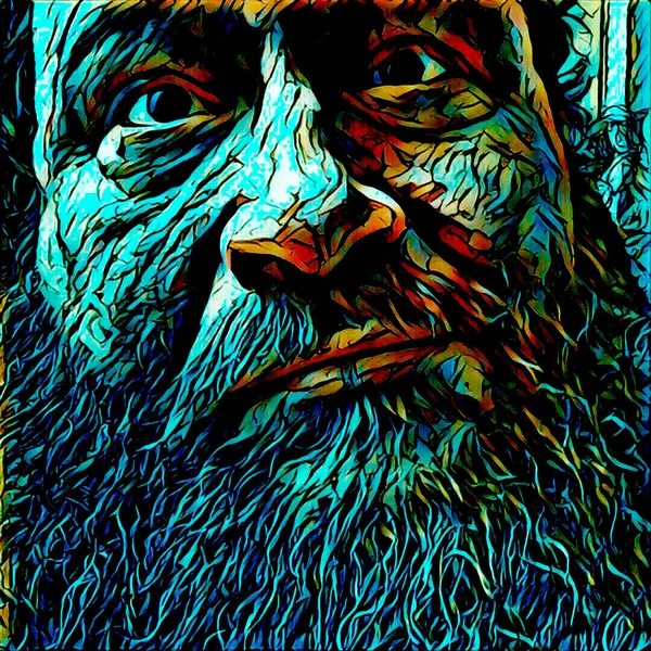 Digital Illustration. Man with beard