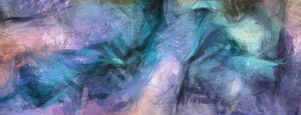 Pintura Abstrata Principalmente Tons Azul Pinceladas — Fotografia de Stock