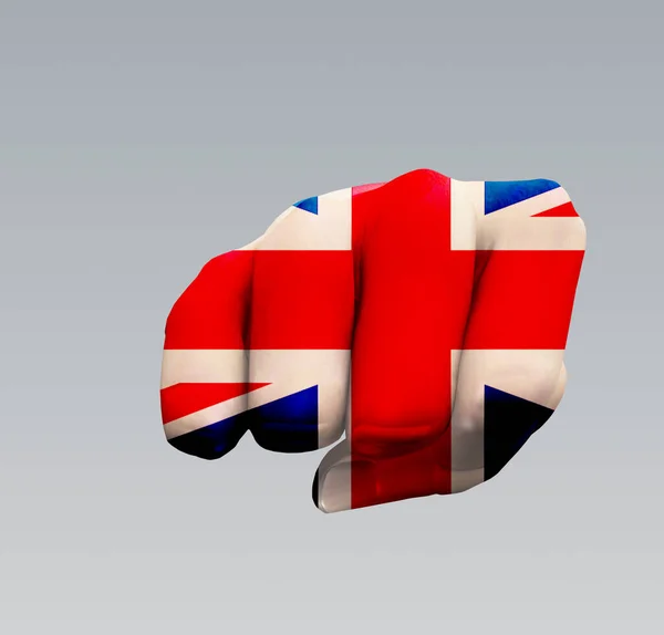 Sinal Mão Punho Bandeira Britânica Renderização — Fotografia de Stock