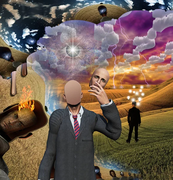 Faceless Man Other Surreal Elements — Stockfoto