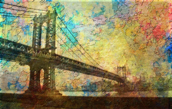 Manhattan Bridge Paisagem Painterly — Fotografia de Stock