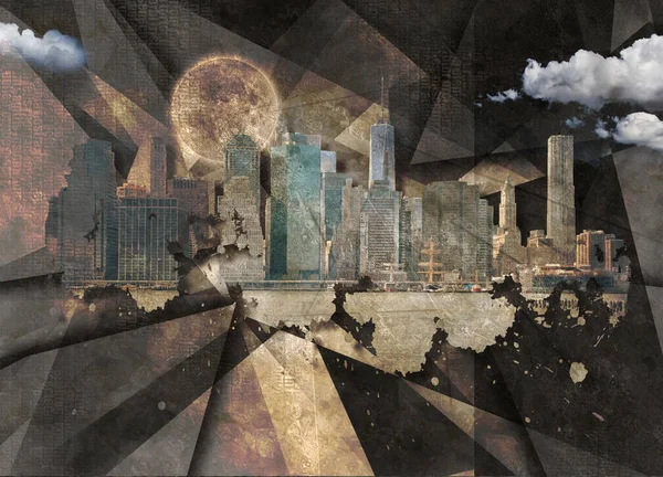 Nyc Manhattan Modern Art Collage Rendering — Stock Photo, Image