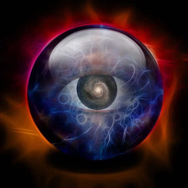 Kryształowa Kula Okiem Galaktyką Renderowanie — Zdjęcie stockowe