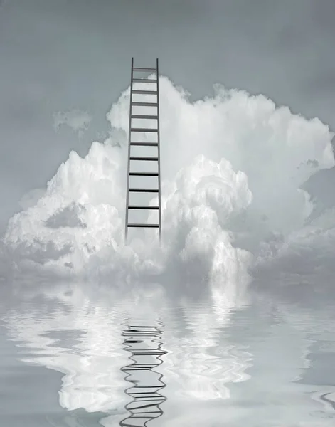 Ladder Flood Surreal Art Rendering — Stock Photo, Image