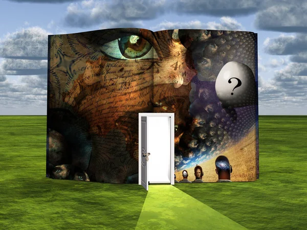 Sürrealizm Açılmış Kapısı Sonsuz Boyutları Olan Gerçeküstü Bir Resmi Olan — Stok fotoğraf