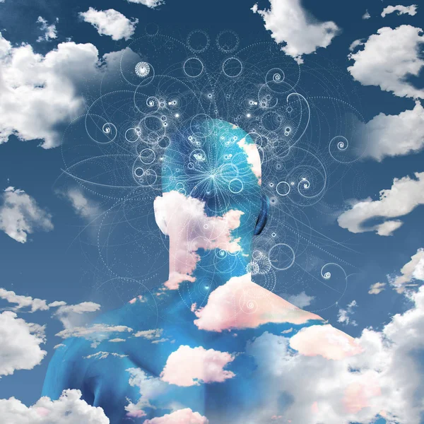 Mans Head Clouds Rendering — Foto Stock