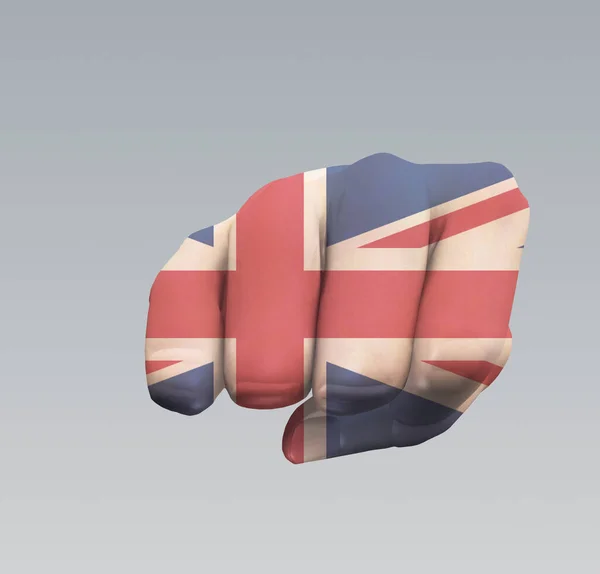 Sinal Mão Punho Bandeira Reino Unido Renderização — Fotografia de Stock