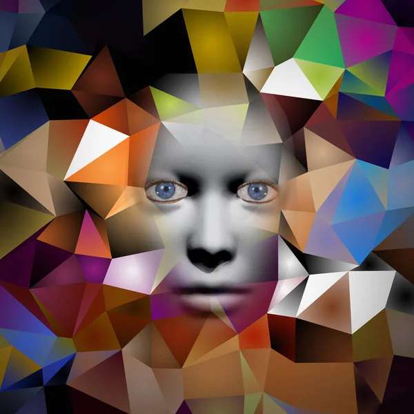 Human Face Colorful Polygonal Background — Stock Photo, Image