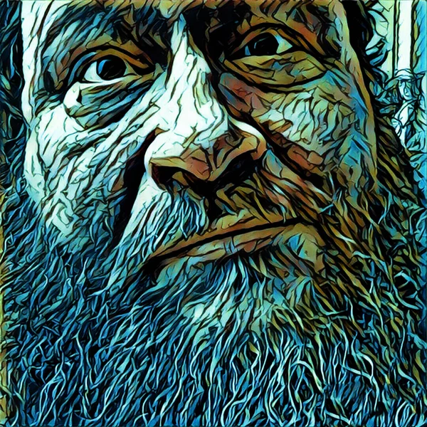 Digital Illustration. Man with beard