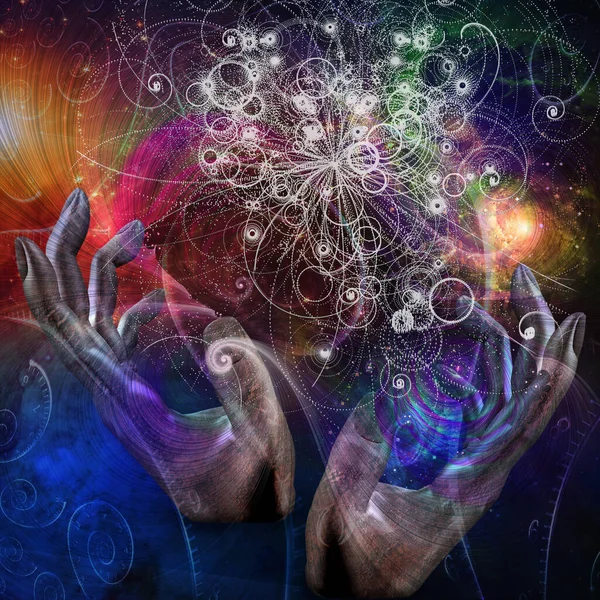 Hands Manipulate Space Time Matter — Stock Photo, Image