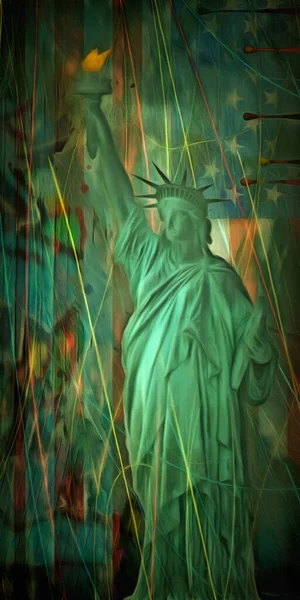 Amerika Nyc Mit Freiheitsstatue Rendering — Stockfoto