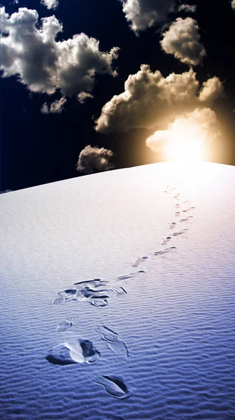 Impronte Nel Deserto White Sands New Mexico Stati Uniti — Foto Stock