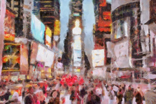 Times Square Surreal Painting Rendering — Stock Photo, Image