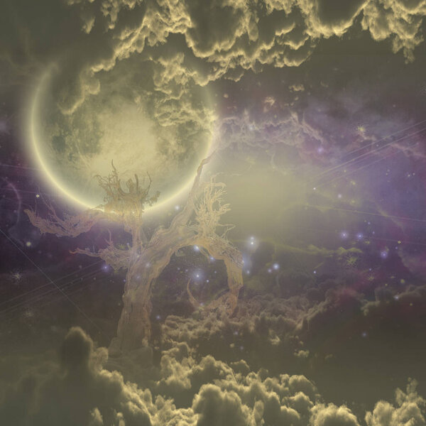 Abstract universe space sky, 3d galaxy art background for copy space