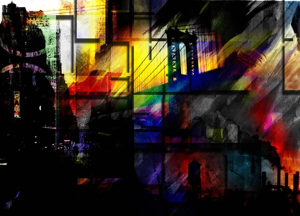 City Industrial Abstract New York Rendering — Stock Fotó