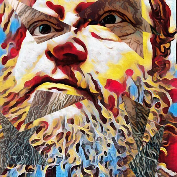 Komplexe Abstrakte Malerei Das Gesicht Des Alten Mannes Hintergrund — Stockfoto