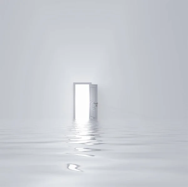 Doorway Flooded White Room — Stock Photo, Image