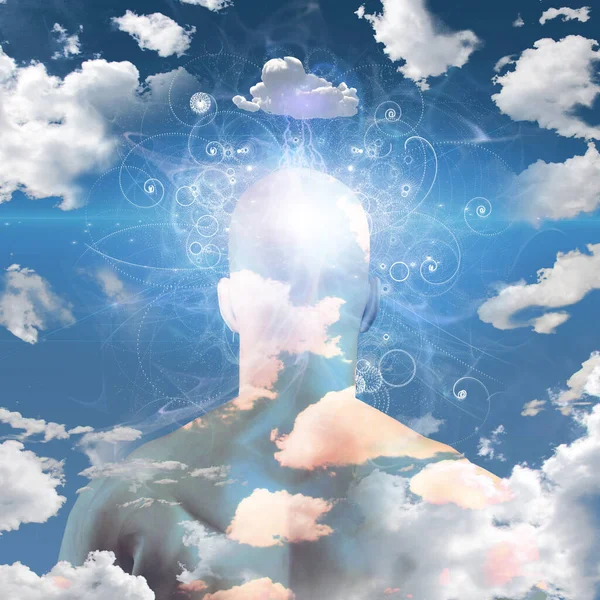 Mans Head Clouds Rendering — Stock Photo, Image