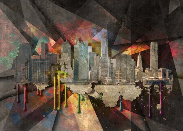 Nyc Manhattan Modern Art Collage Rendering — Stockfoto