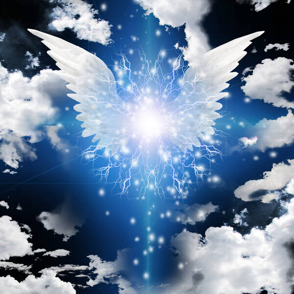 Крылатая звезда ангела. 3D рендеринг