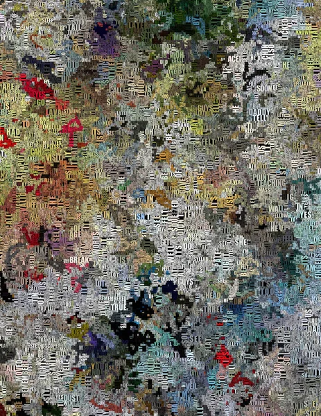 Abstracte Schilderkunst Gedempte Kleuren Met Woorden — Stockfoto