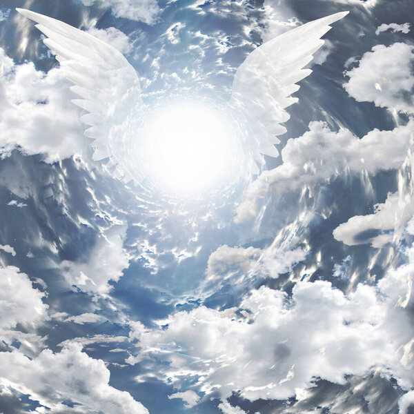 Angelic presence in tunnel of light