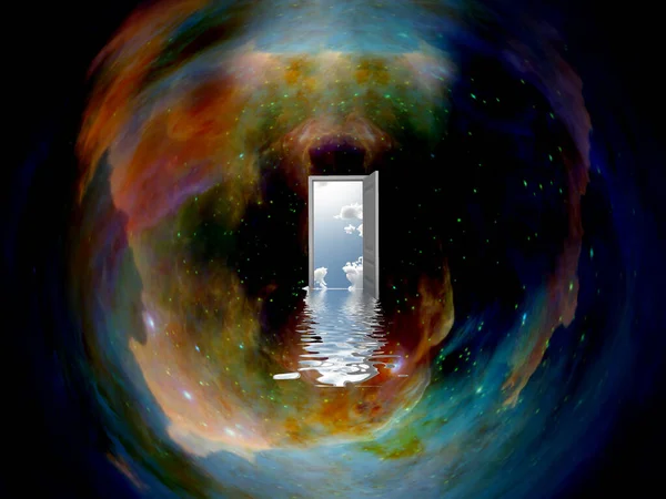 Une Porte Ouverte Sur Autre Monde Dans Univers Sans Fin — Photo