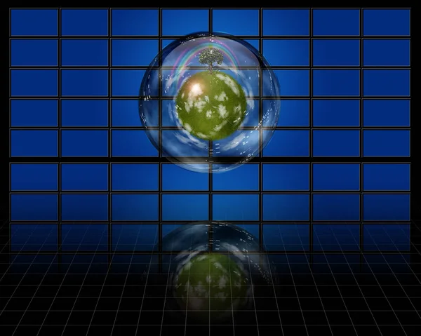 Tree Grass Globe Crystal Sphere — Stock Photo, Image