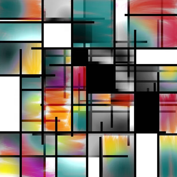彩色矩形背景构图中的画笔艺术 — 图库照片