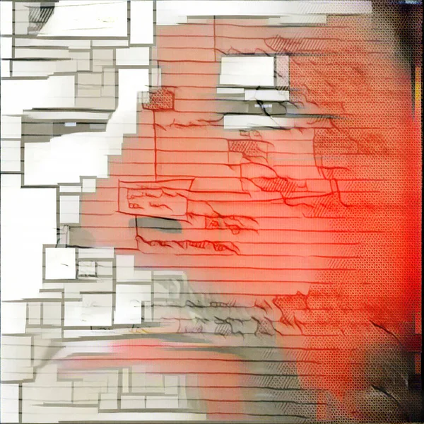 Abstract Painting Man Face Black Red Colors Mondrian Style — Stock Photo, Image