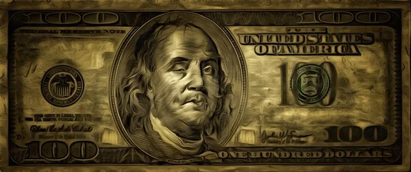 Pintura 100 Dólares Renderização — Fotografia de Stock