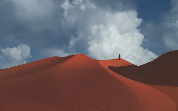 砂漠の孤独な男だ 3Dレンダリング — ストック写真