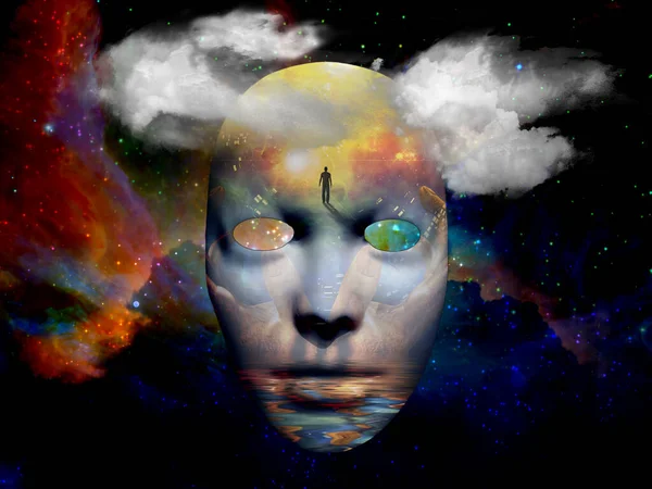 Mask Med Bilden Människan Och Havet Färgglada Universum Bakgrunden — Stockfoto
