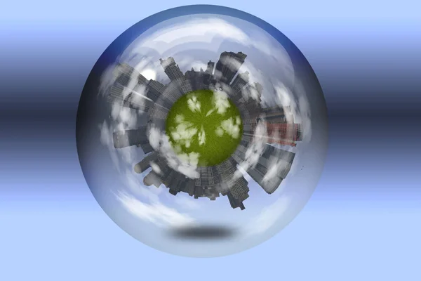 Sphere Enclosed Green City Planet Royalty Free Stock Photos