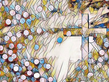 Gerçeküstü resim. Işık huzmeleri içinde çapraz geçiş. Bokeh.