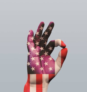 Americas Point Hand Sign. 3D renderin
