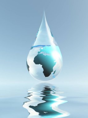 Africa water drop. 3D rendering