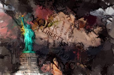 New York Panoraması. Modern sanat. 3B görüntüleme