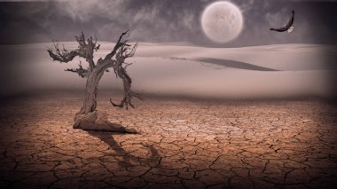 Arid Lands Desert Scene. 3D rendering