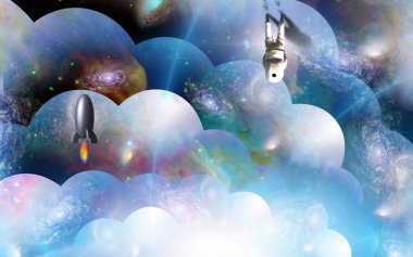 Çoklu evrendeki astronot. 3B görüntüleme