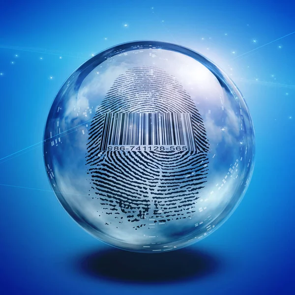 Barcode Fingerprint Enclosed Glass — Stock Photo, Image